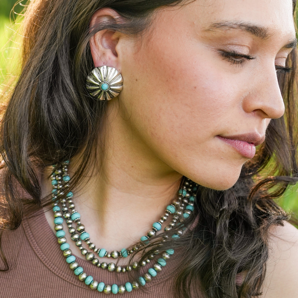 Sunburst Silver Disc Stud