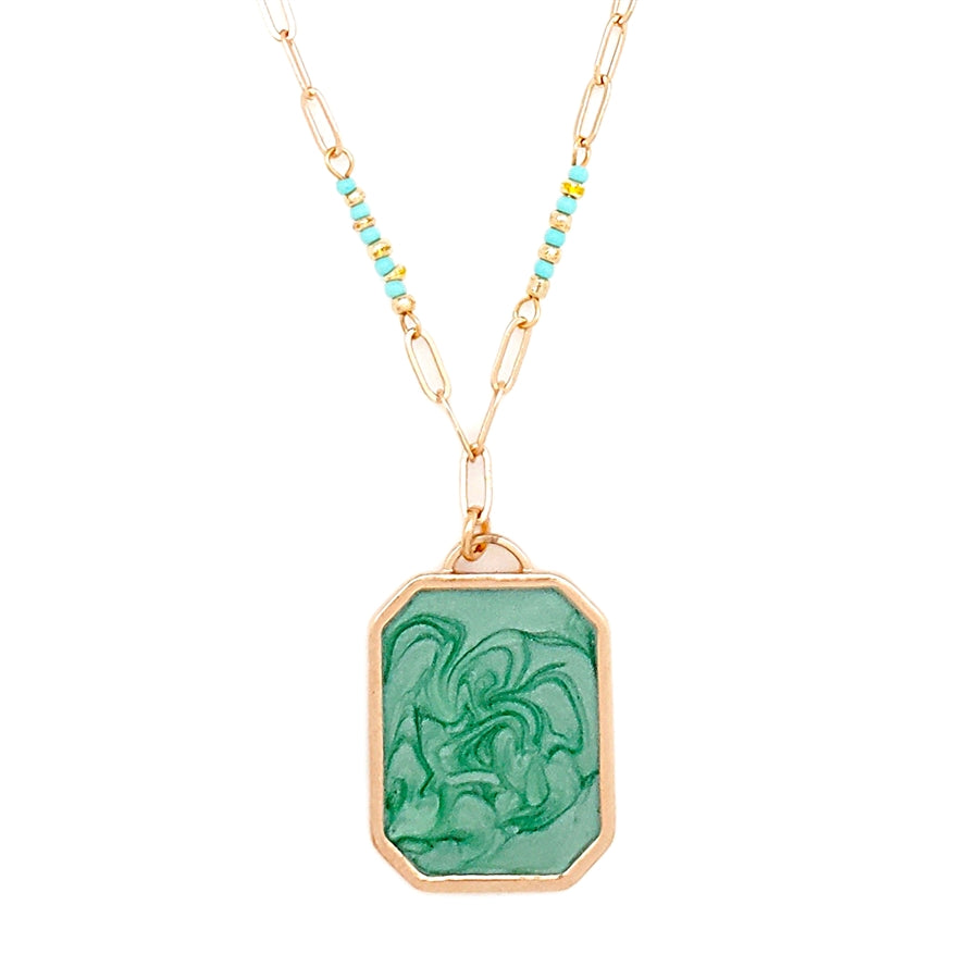 Wyo-Horse Wholesale Western Fashion Jewelry -J513-Marble-Enamel-Pendant-and-Seed-Bead