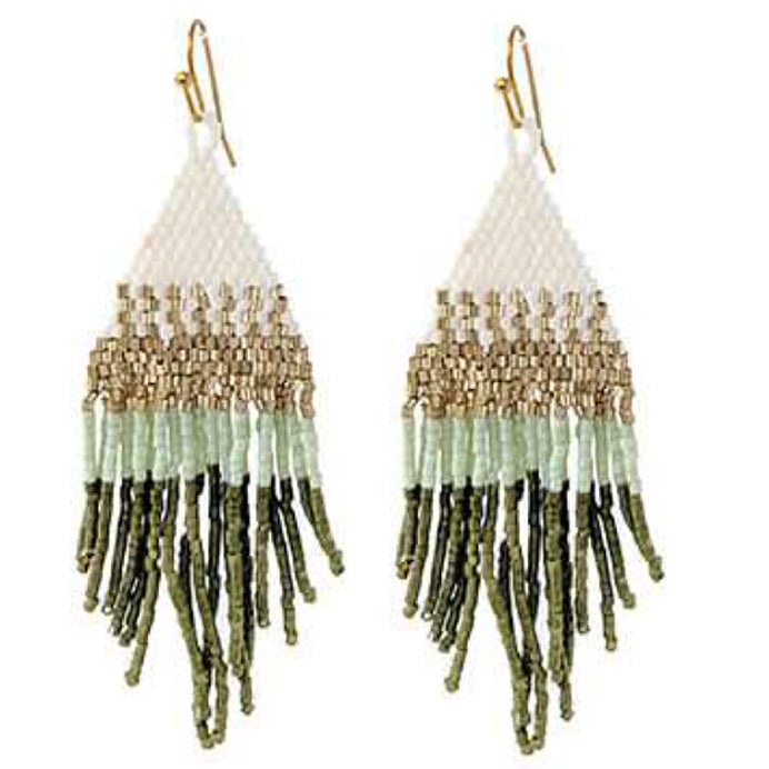 Soft Seed Bead Diamond Fringe Earrings-Blue, Mint, Beige or Peach