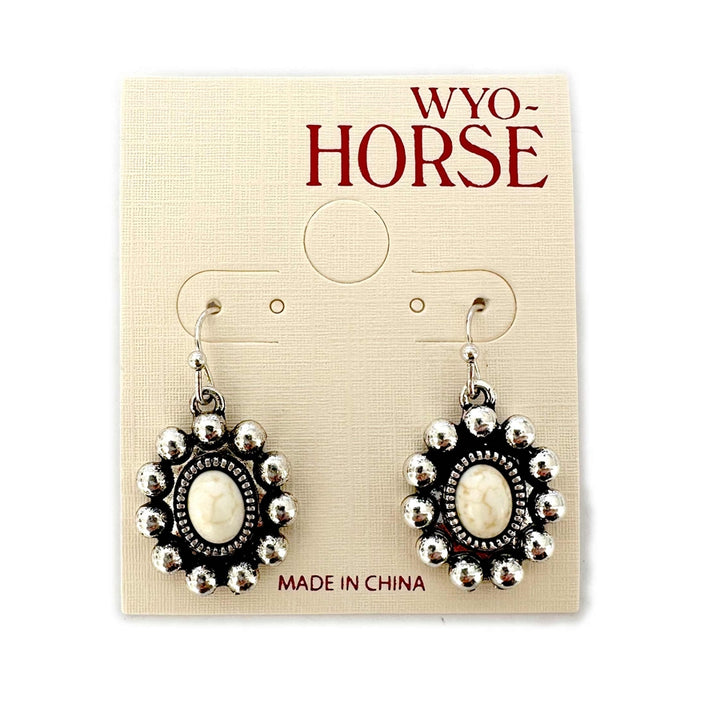 Round Rosary Earrings - AB, Ivory or Turquoise