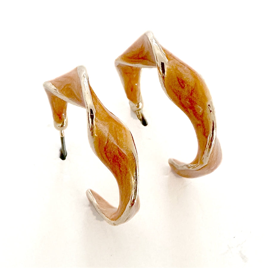 Twist Enamel Hoop Earrings - Black, Green, Blue, Orange, Ivory