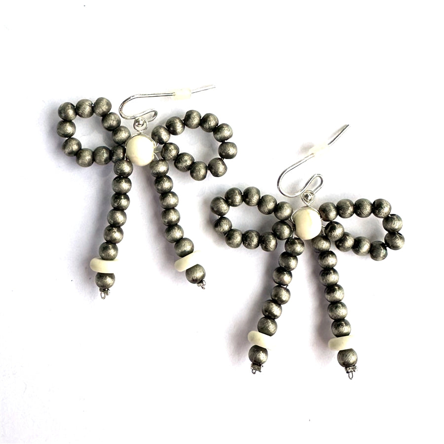 Navajo Pearl and Turquoise Bow Earrings - Turquoise or Ivory