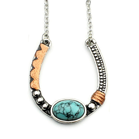 Artisan Horseshoe Necklace - Silver-Wyo-Horse