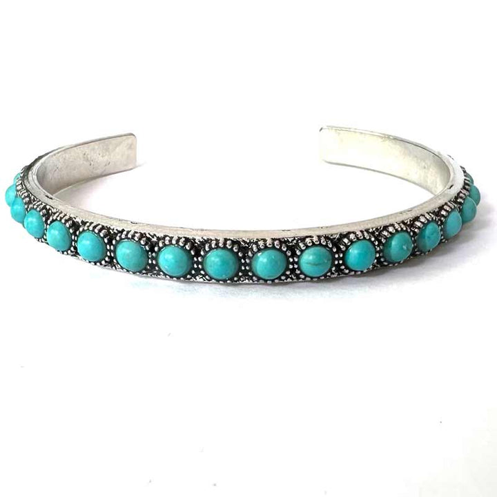 Thin Turquoise Studded Cuff - Wyo-Horse - cheap cowgirl western fashion jewelry