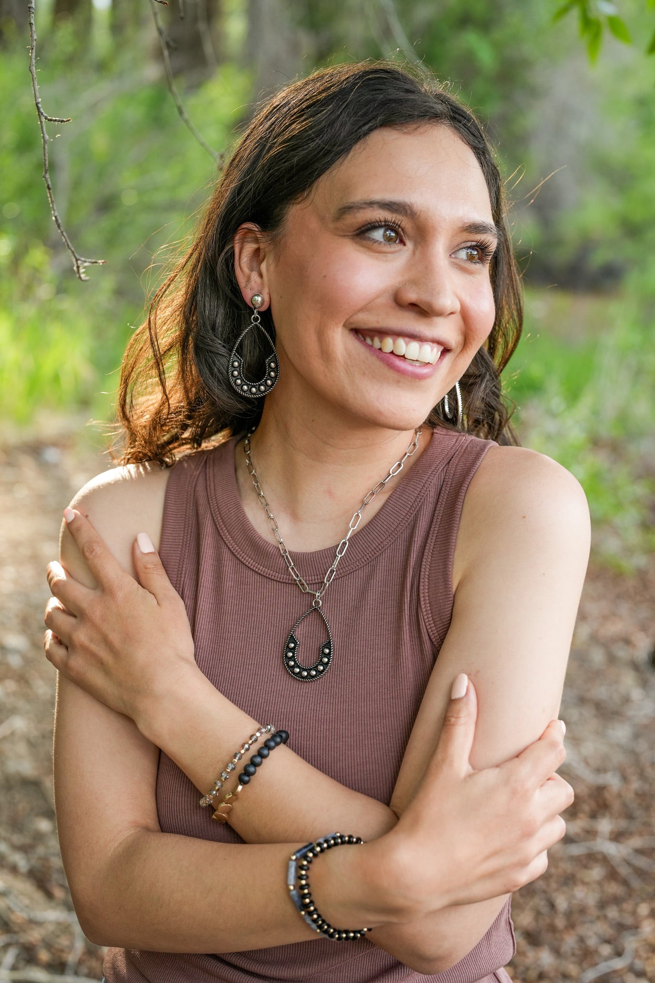 Model photo of Wyo-Horse Jewelry - cheap western gypsy women's wholesale costume jewelry for cowgirls & horse lovers
